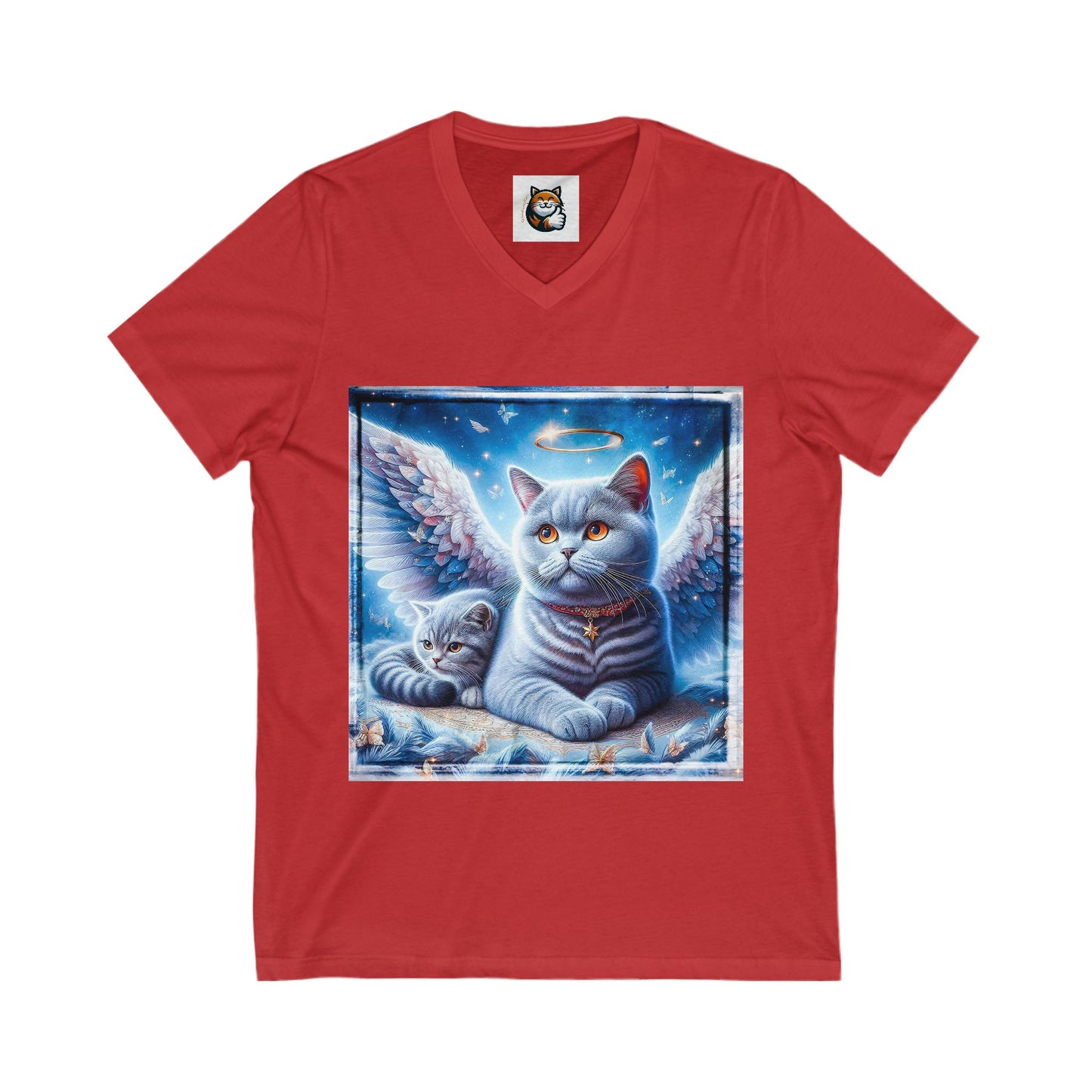 British Shorthair Heaven and clouds Short Sleeve V-Neck Tee