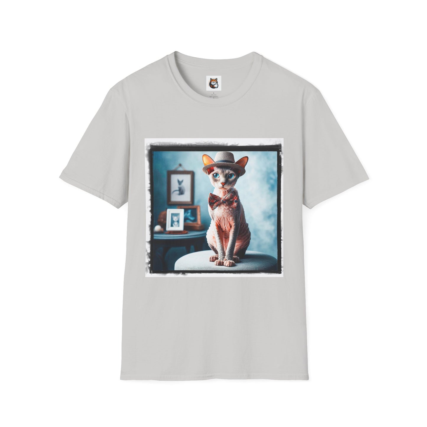 Cornish Rex Cat hat and bow tie Softstyle T-Shirt