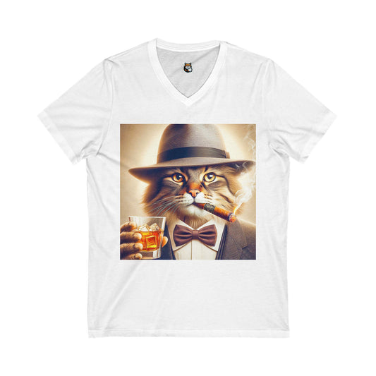 Norwegian Forest Cat Unisex Jersey Short Sleeve V-Neck Tee