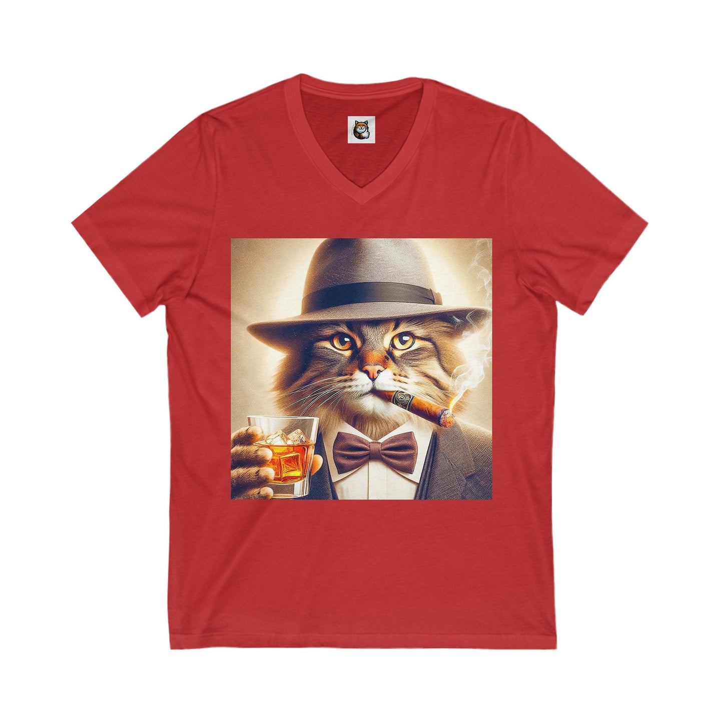 Norwegian Forest Cat Unisex Jersey Short Sleeve V-Neck Tee