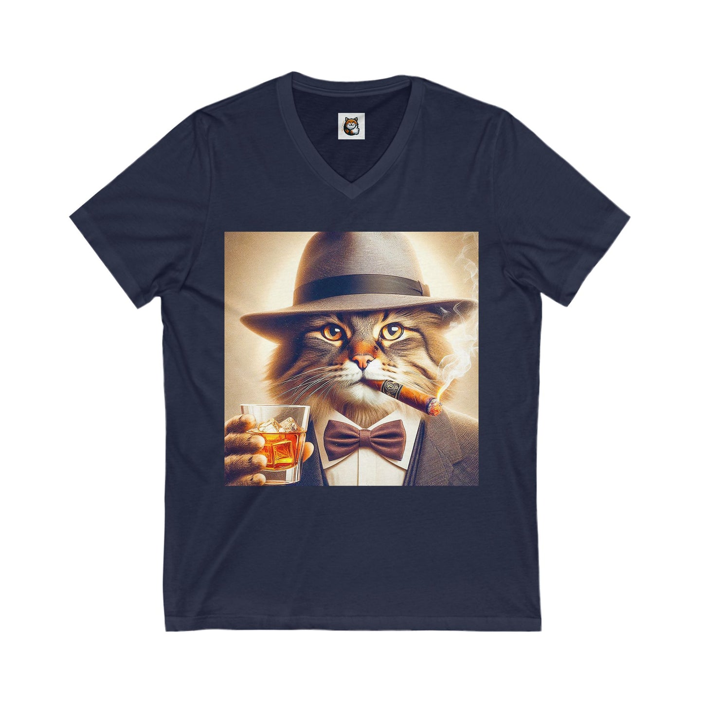 Norwegian Forest Cat Unisex Jersey Short Sleeve V-Neck Tee