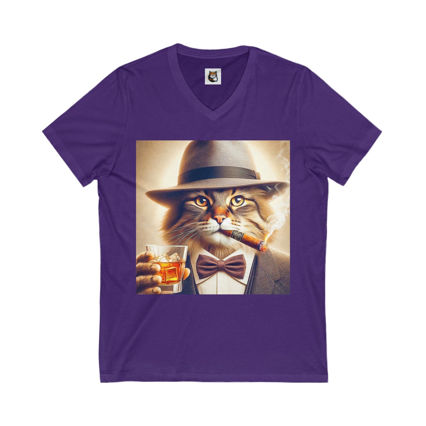 Norwegian Forest Cat Unisex Jersey Short Sleeve V-Neck Tee