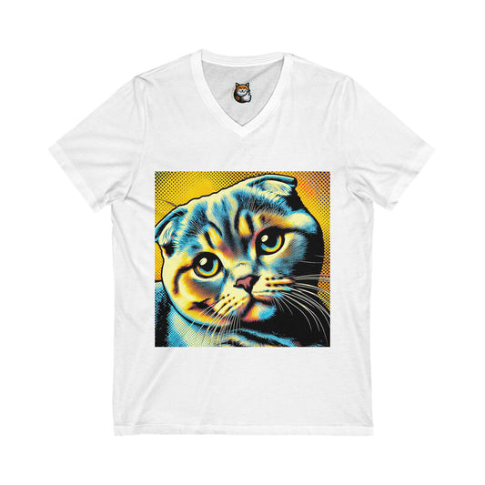 Scottish Fold  Yellow and blue kitty  Tee