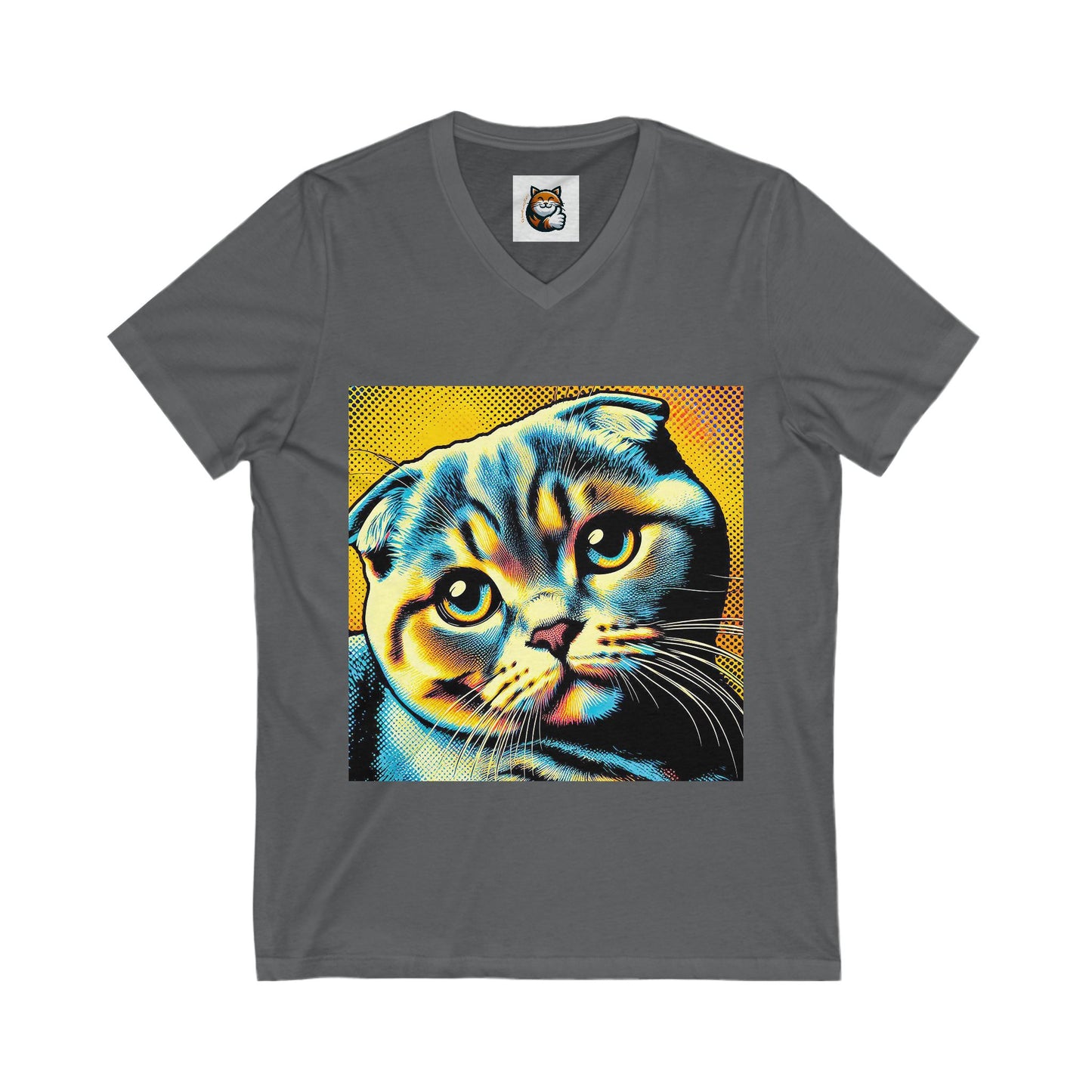 Scottish Fold  Yellow and blue kitty  Tee