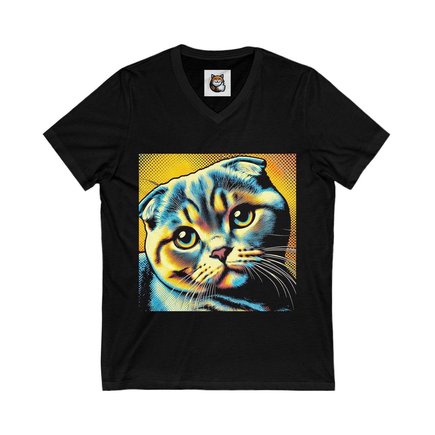 Scottish Fold  Yellow and blue kitty  Tee