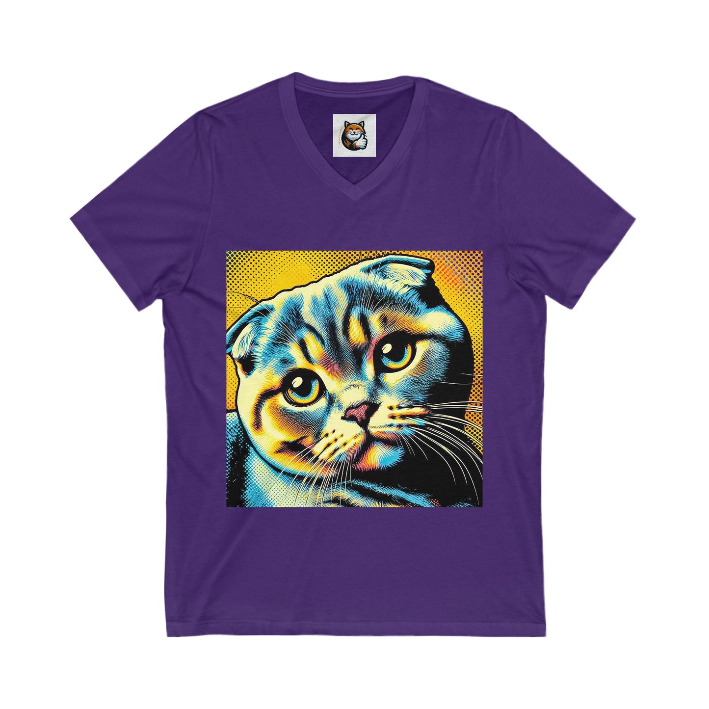Scottish Fold  Yellow and blue kitty  Tee