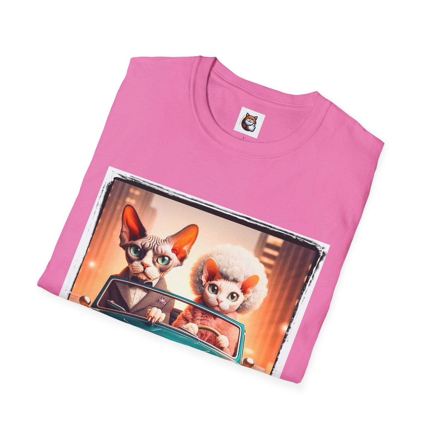 Wacky  Devon Rex car fun Unisex Softstyle T-Shirt