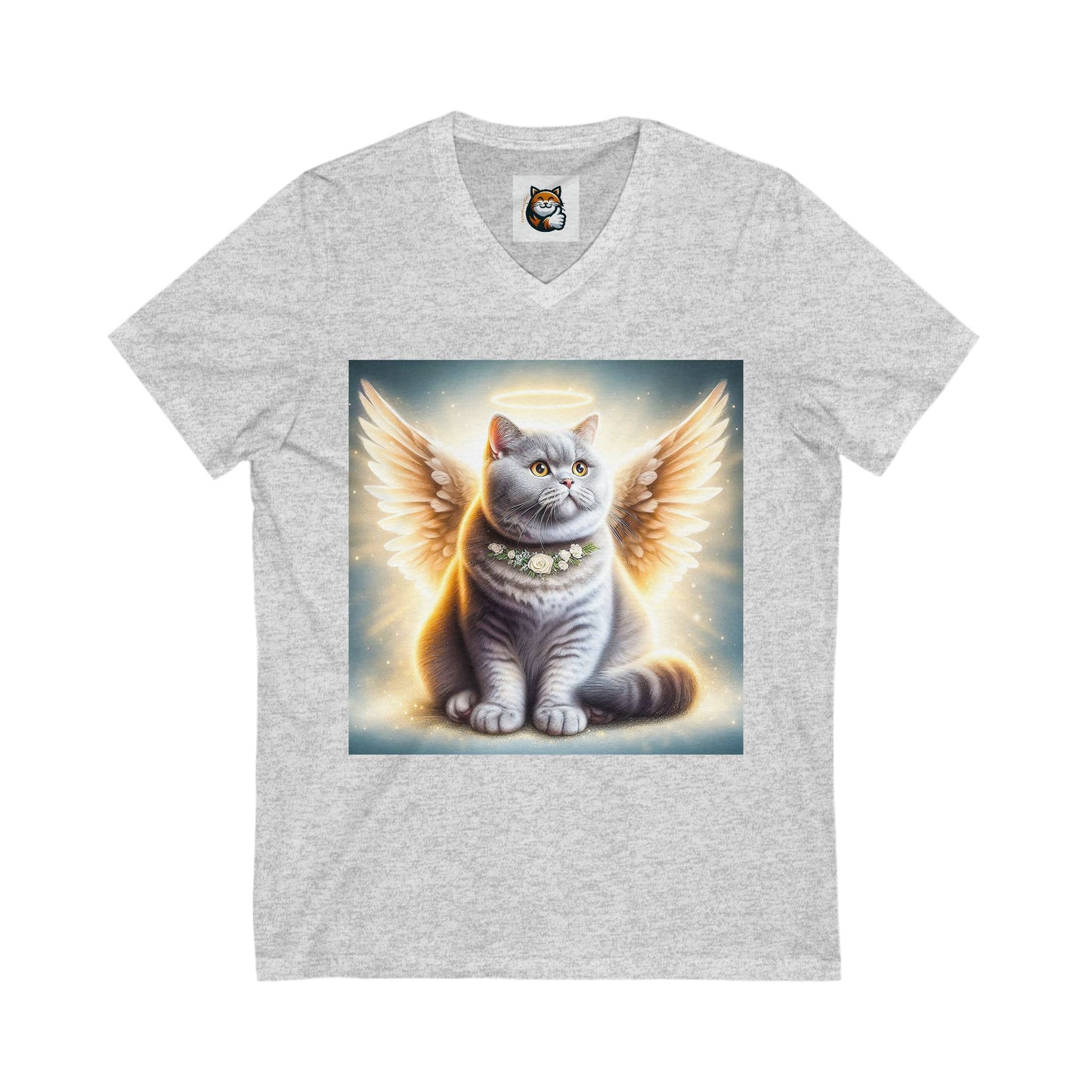 British Shorthair Unisex Jersey Short Sleeve V-Neck Tee
