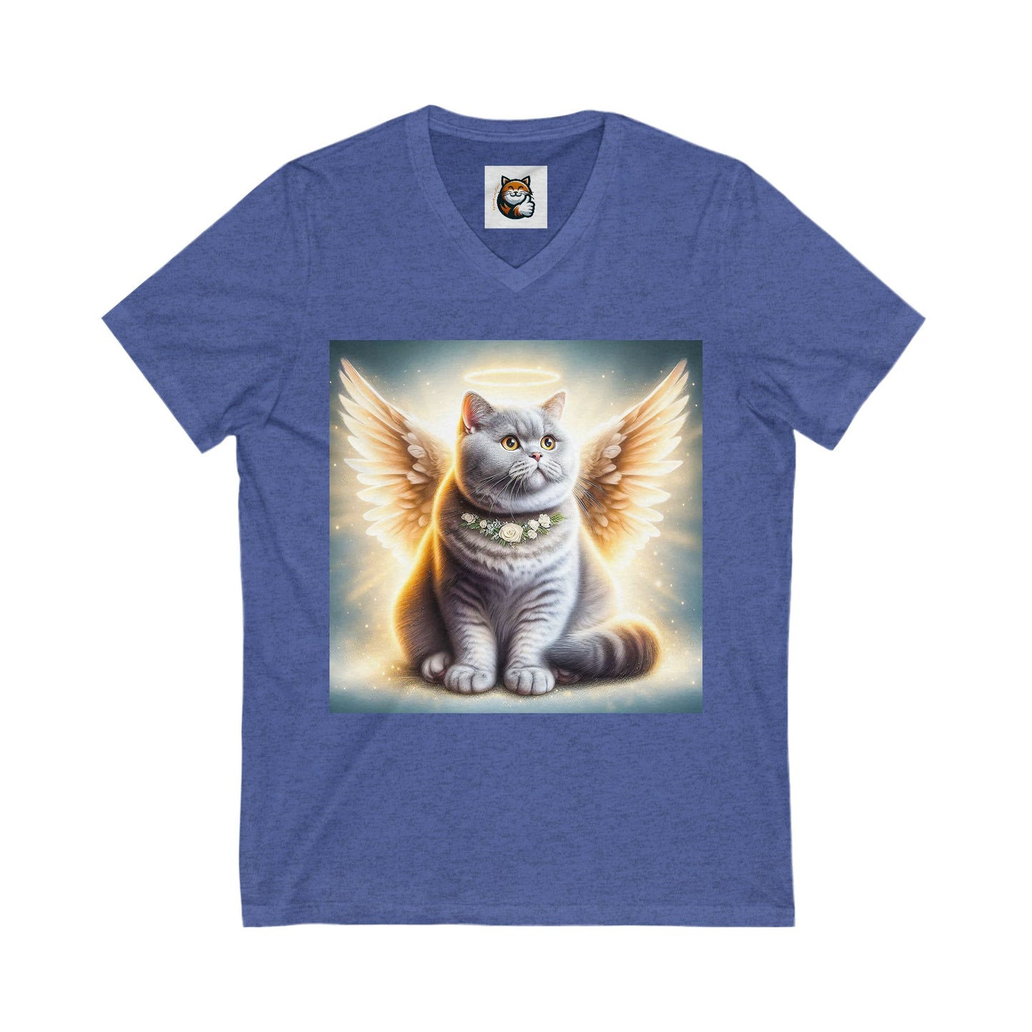British Shorthair Unisex Jersey Short Sleeve V-Neck Tee