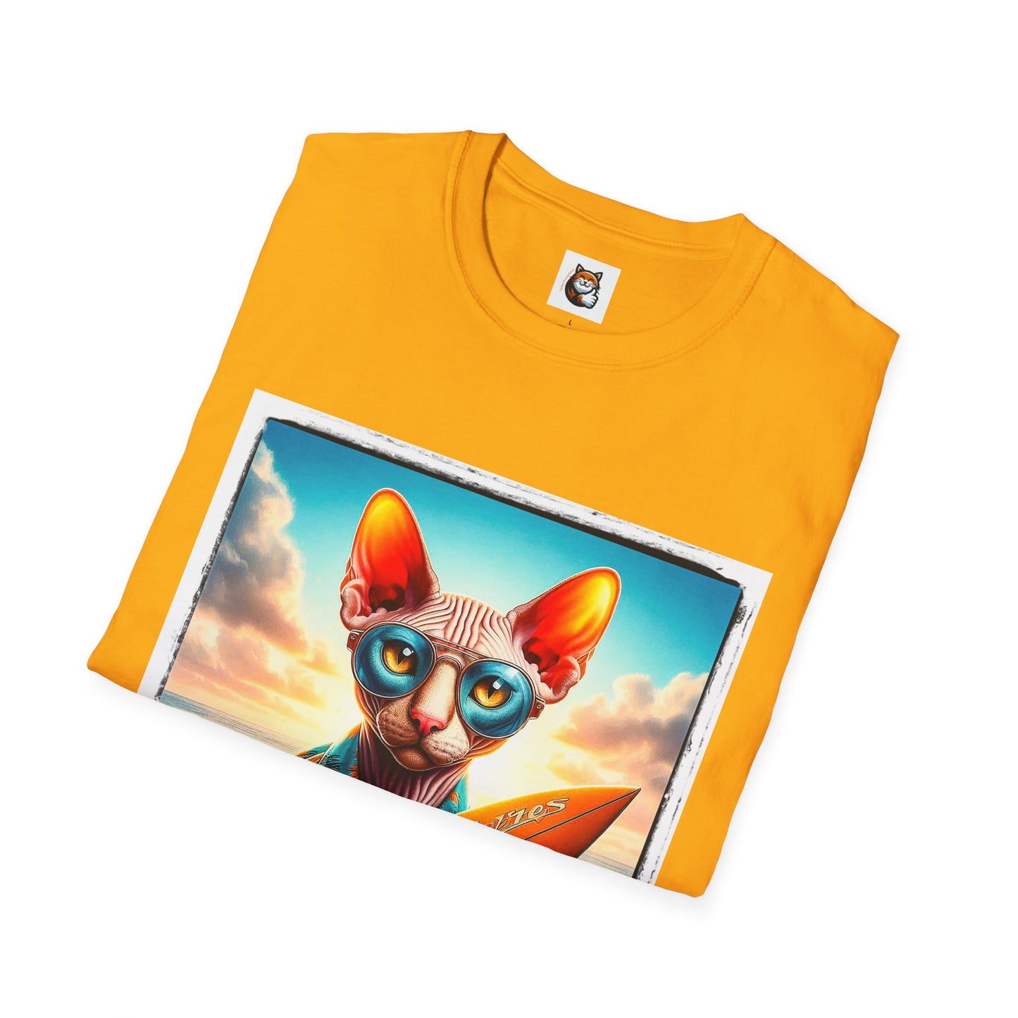 Cornish Rex Cat beach surfer  T-Shirt