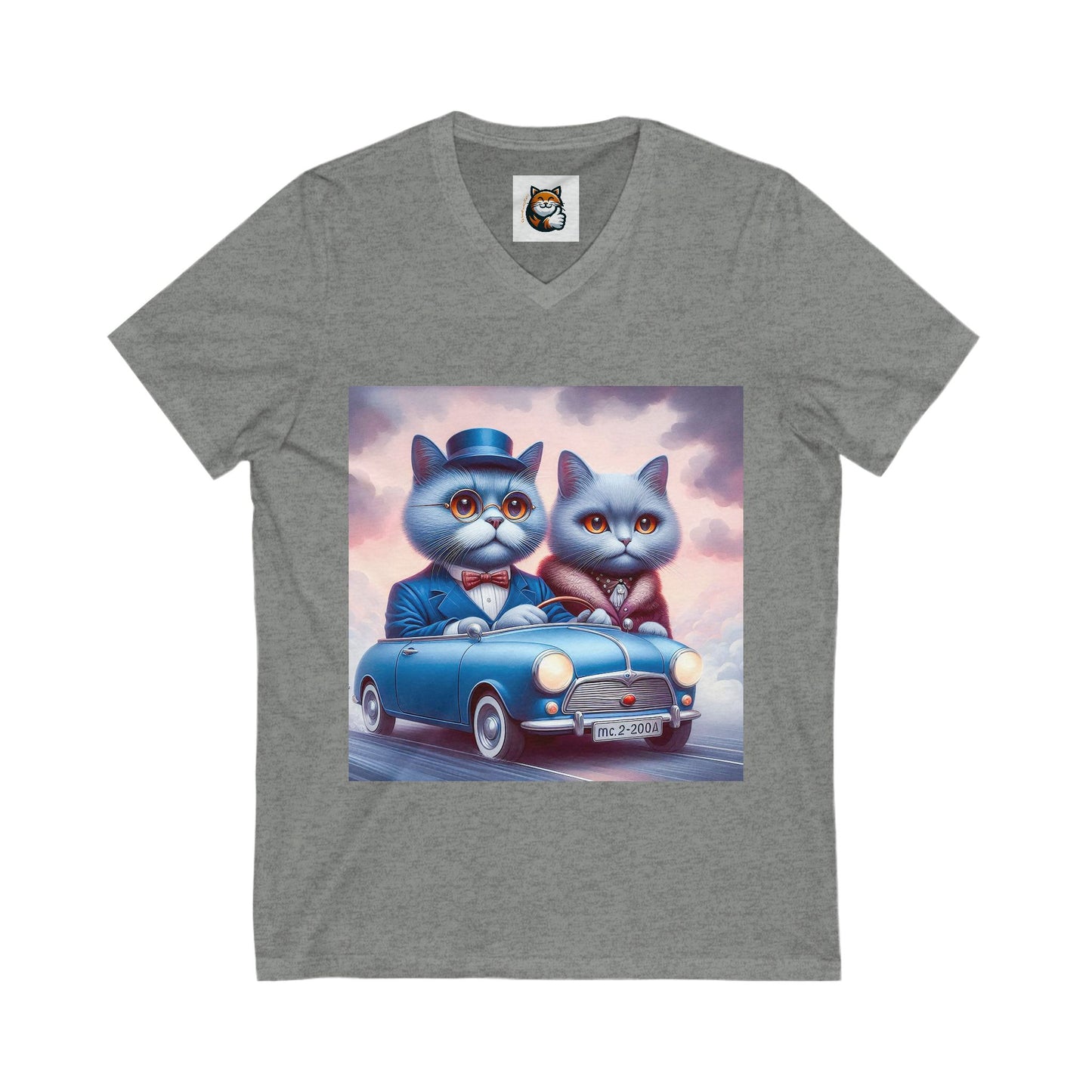 Wacky Russian Blue Cat tiny car tee