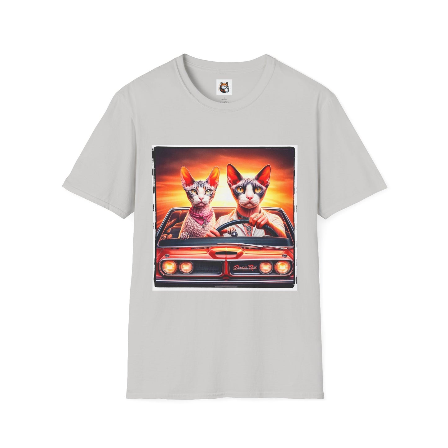 Wacky  Devon Rex Cats driving  Unisex Softstyle T-Shirt