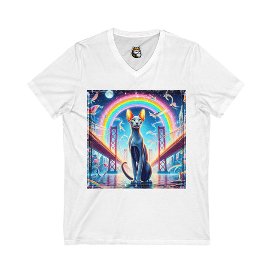Oriental Shorthair Unisex Jersey Short Sleeve V-Neck Tee