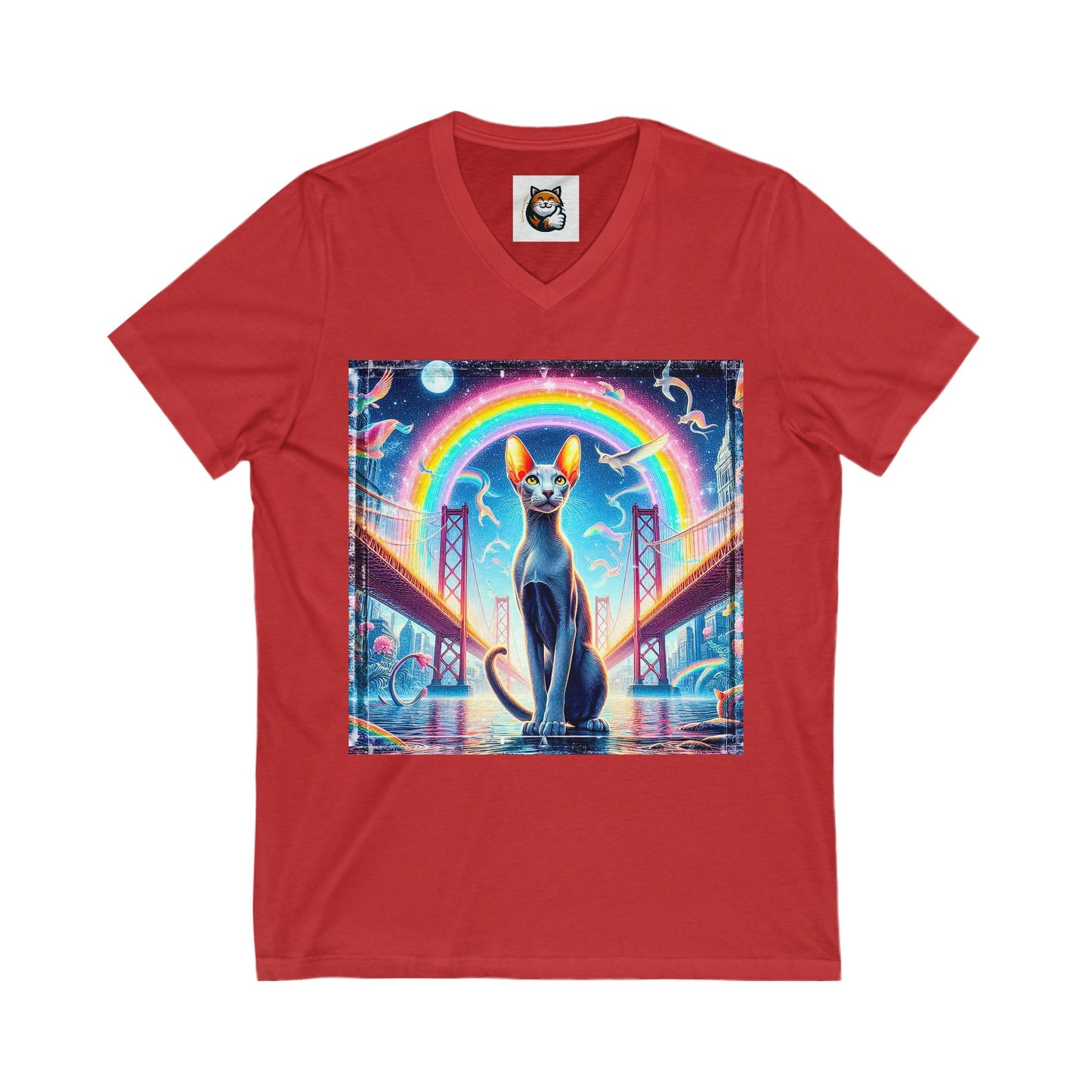Oriental Shorthair Unisex Jersey Short Sleeve V-Neck Tee