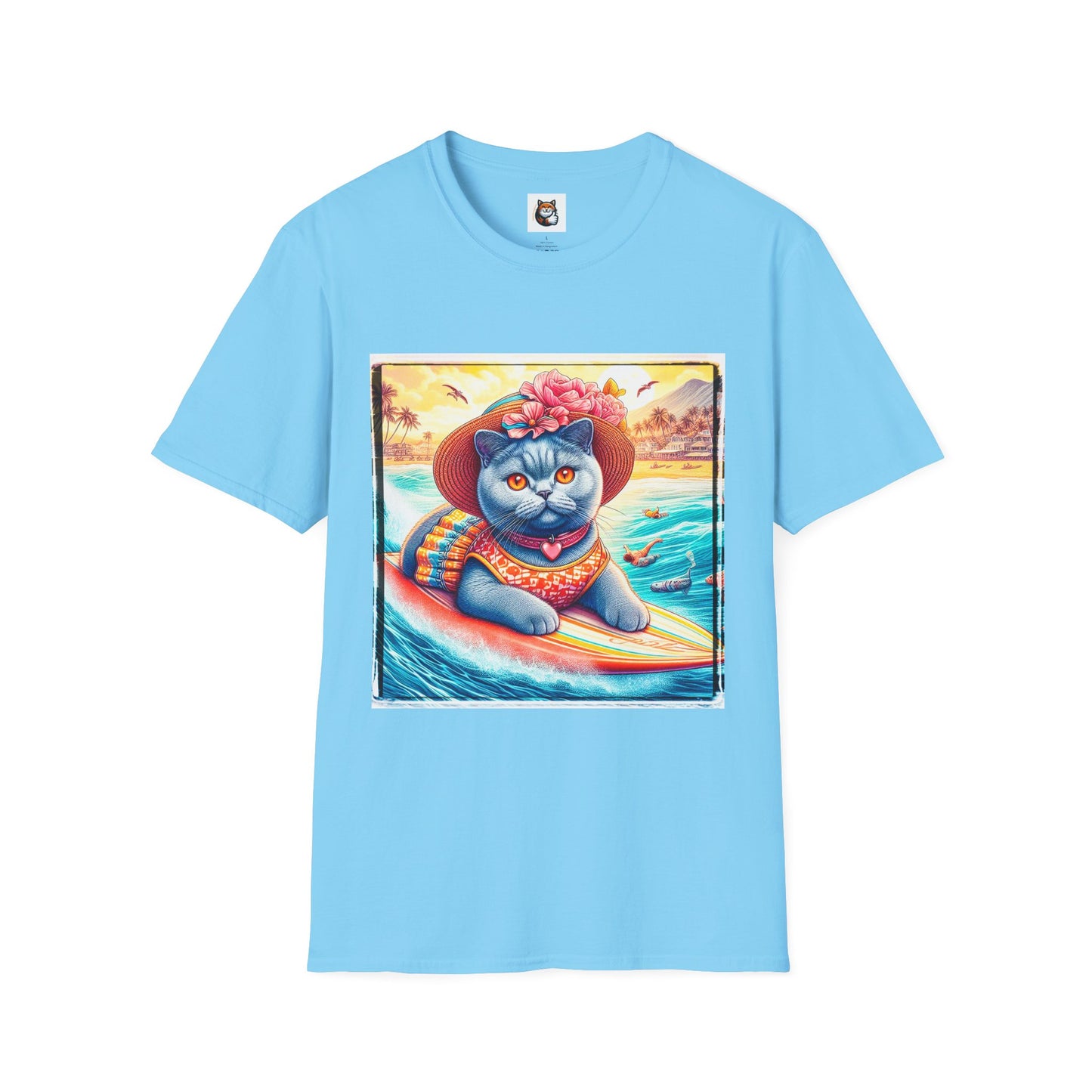 British Shorthair pretty surfer girl Softstyle T-Shirt