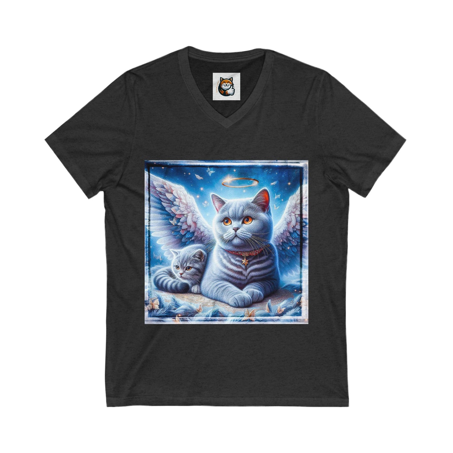 British Shorthair Heaven and clouds Short Sleeve V-Neck Tee