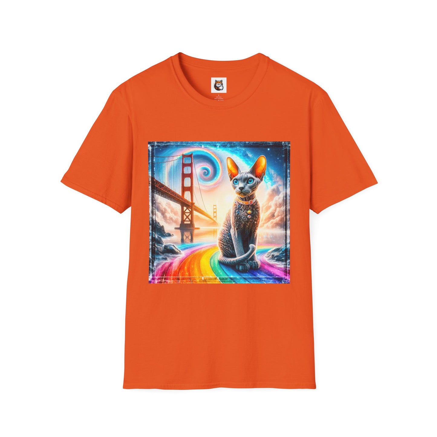 Devon Rex Unisex rainbow bridge Softstyle T-Shirt