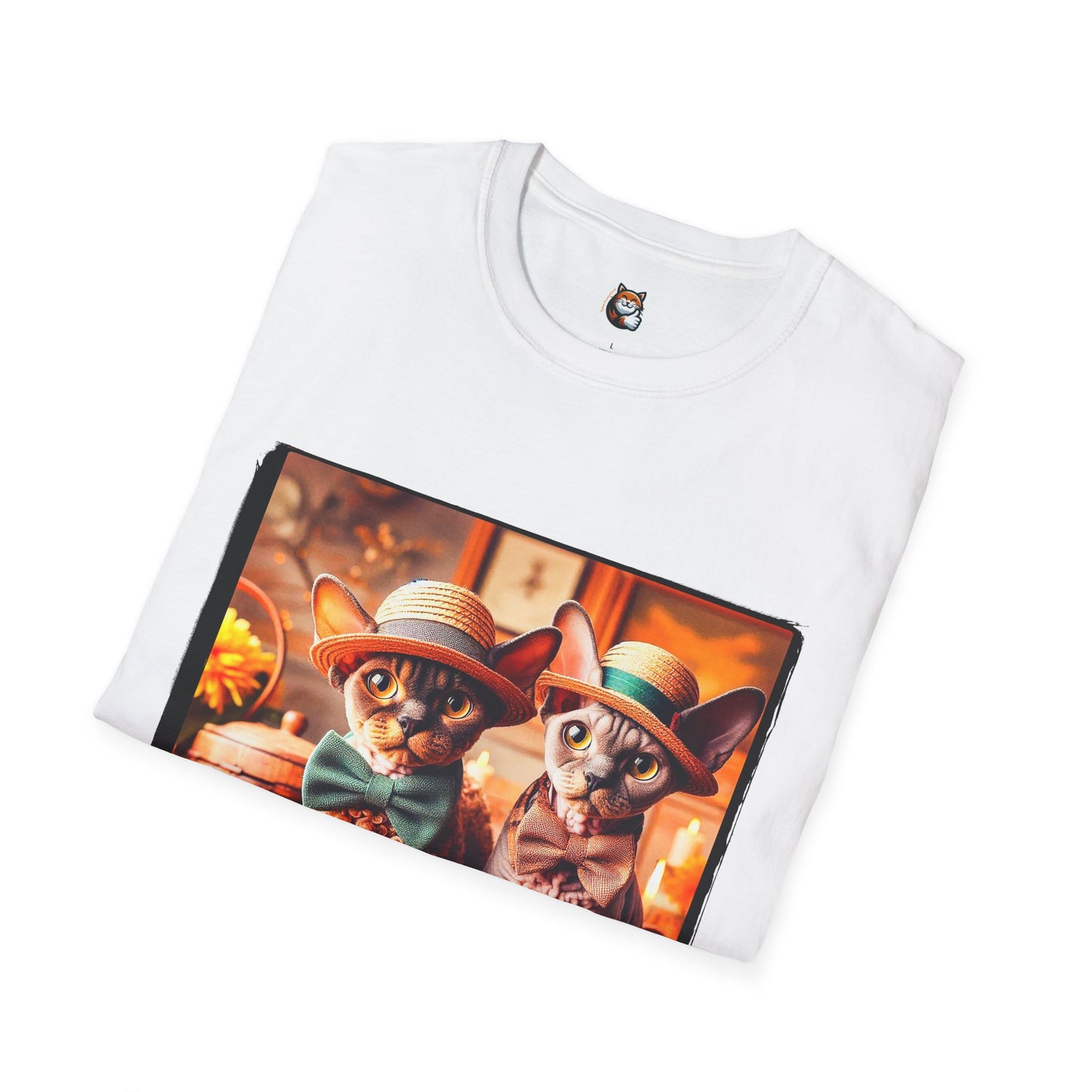 Devon Rex bow and tie Unisex Softstyle T-Shirt