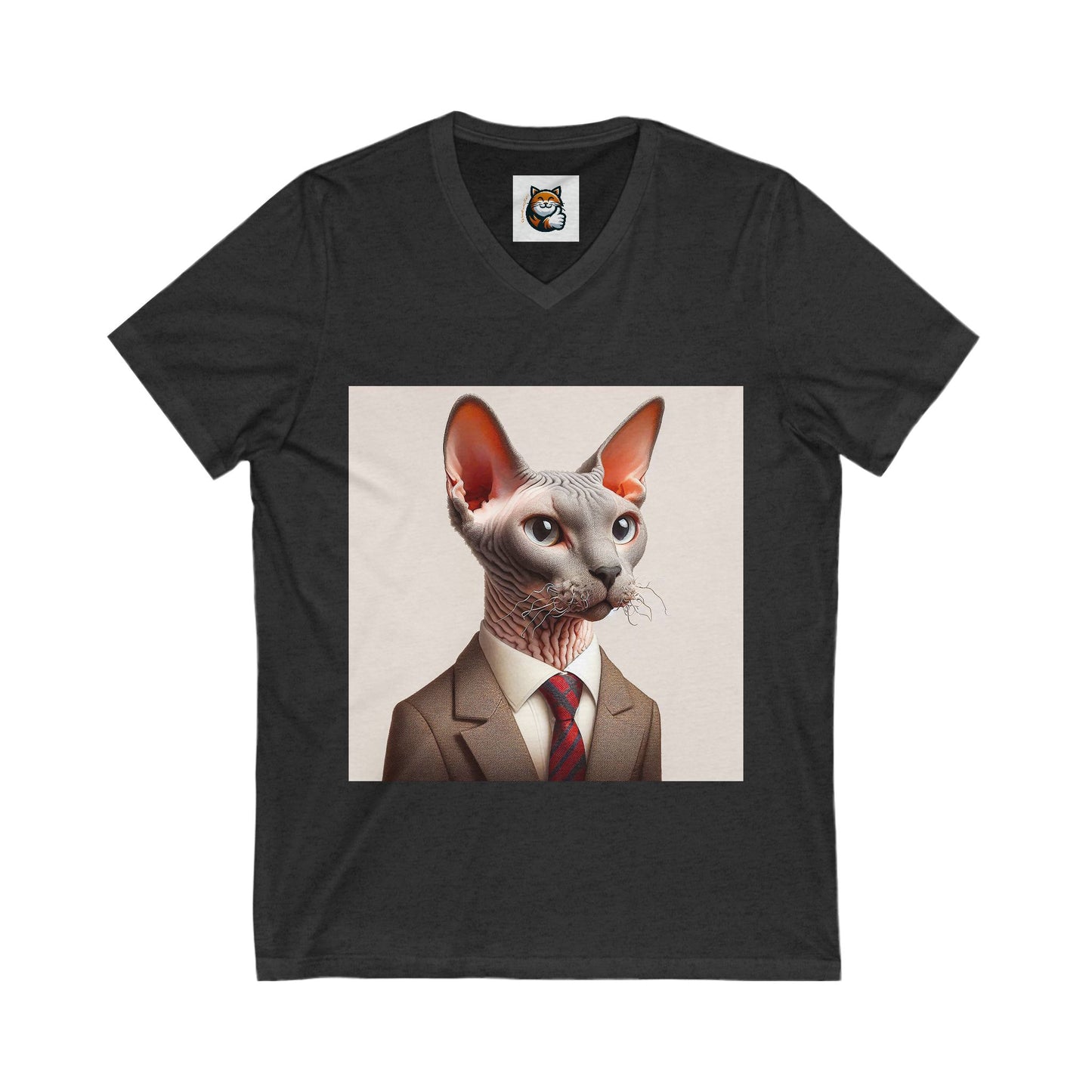 Cornish Rex Cat Unisex Jersey Short Sleeve V-Neck Tee