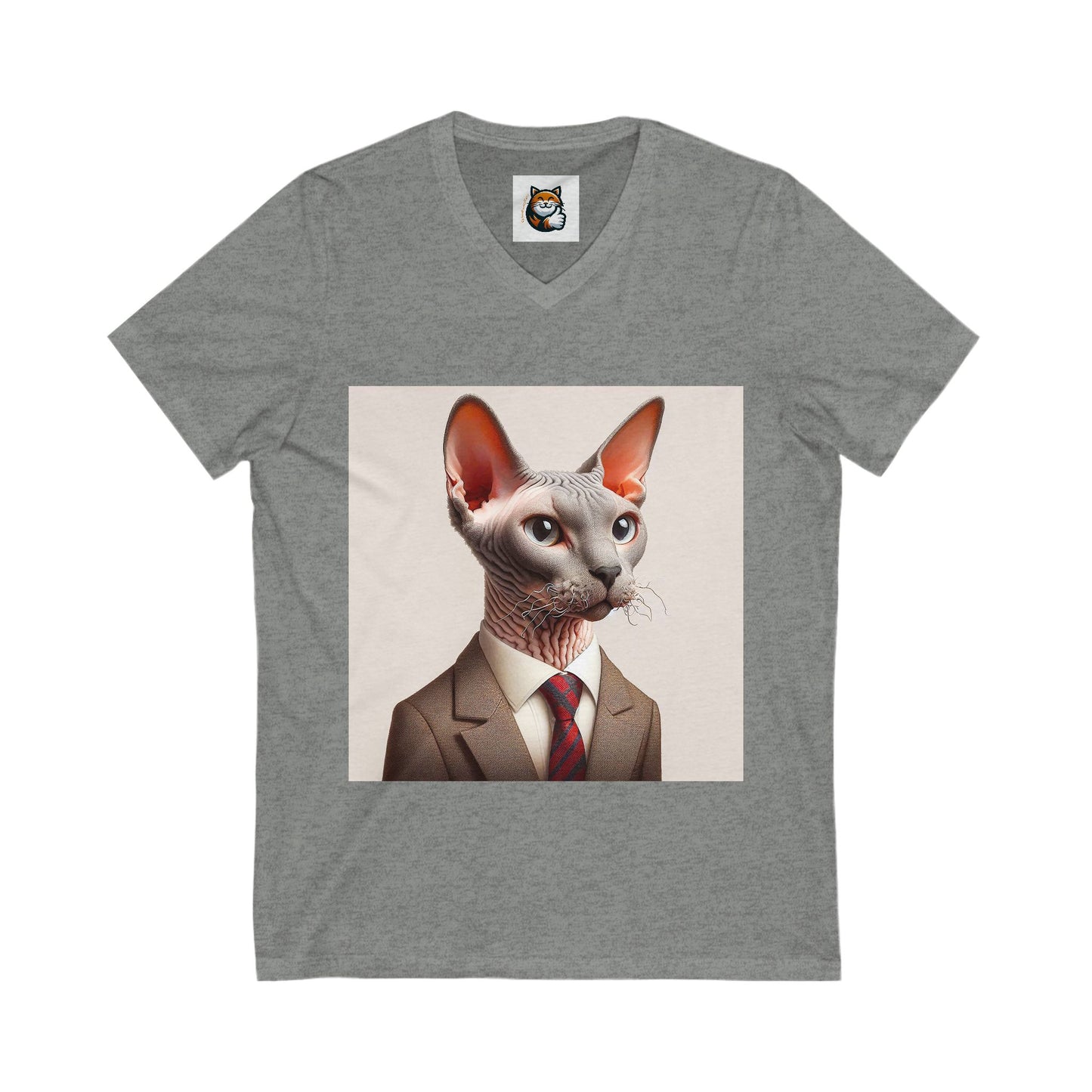 Cornish Rex Cat Unisex Jersey Short Sleeve V-Neck Tee