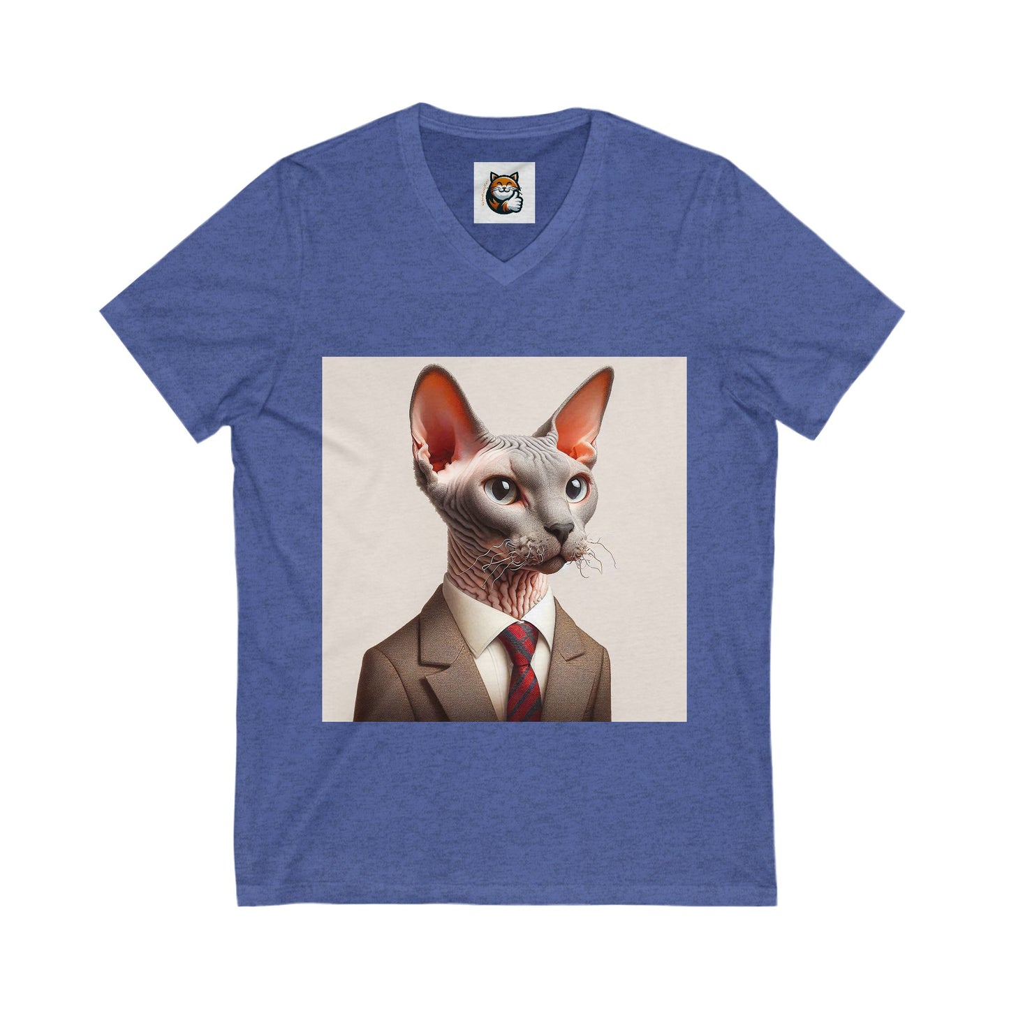 Cornish Rex Cat Unisex Jersey Short Sleeve V-Neck Tee