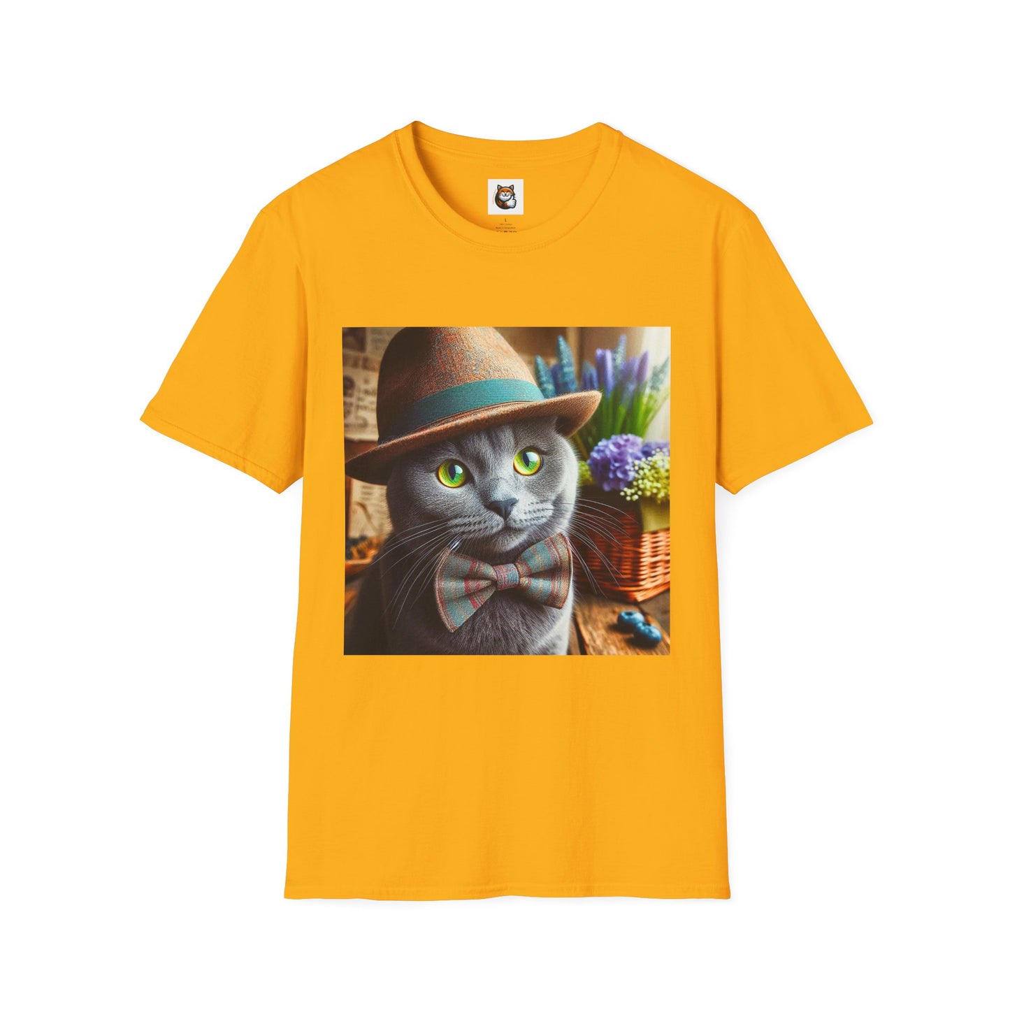 Russian Blue Cat hat and bow tie T-Shirt