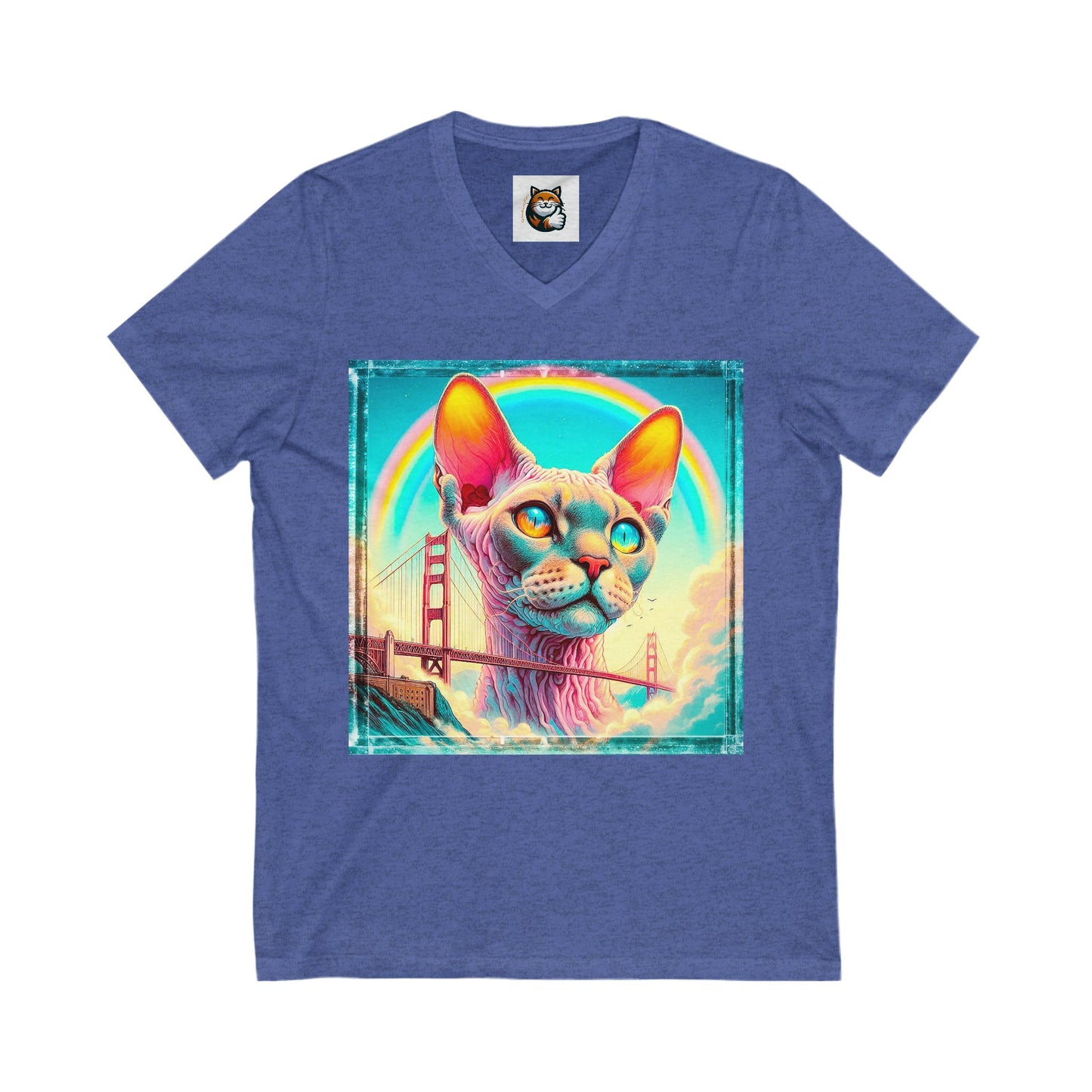 Devon Rex Cat Unisex Jersey Short Sleeve V-Neck Tee