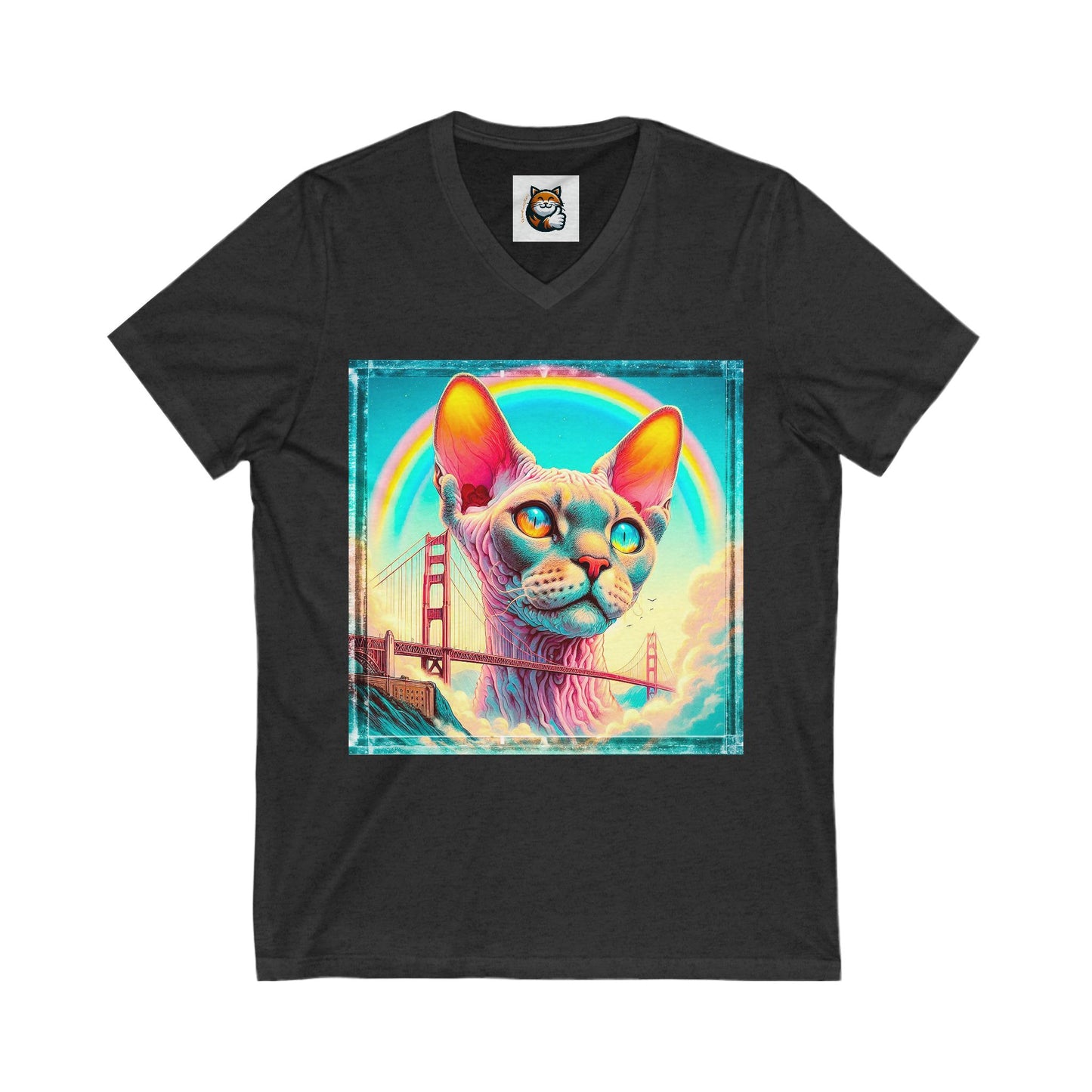 Devon Rex Cat Unisex Jersey Short Sleeve V-Neck Tee