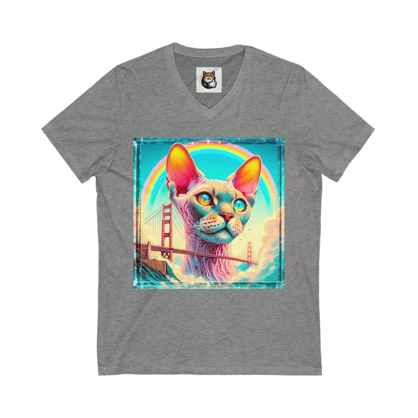 Devon Rex Cat Unisex Jersey Short Sleeve V-Neck Tee