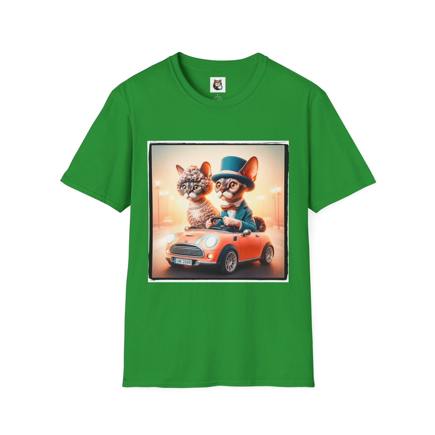 Wacky  Devon Rex tiny couple  Unisex Softstyle T-Shirt