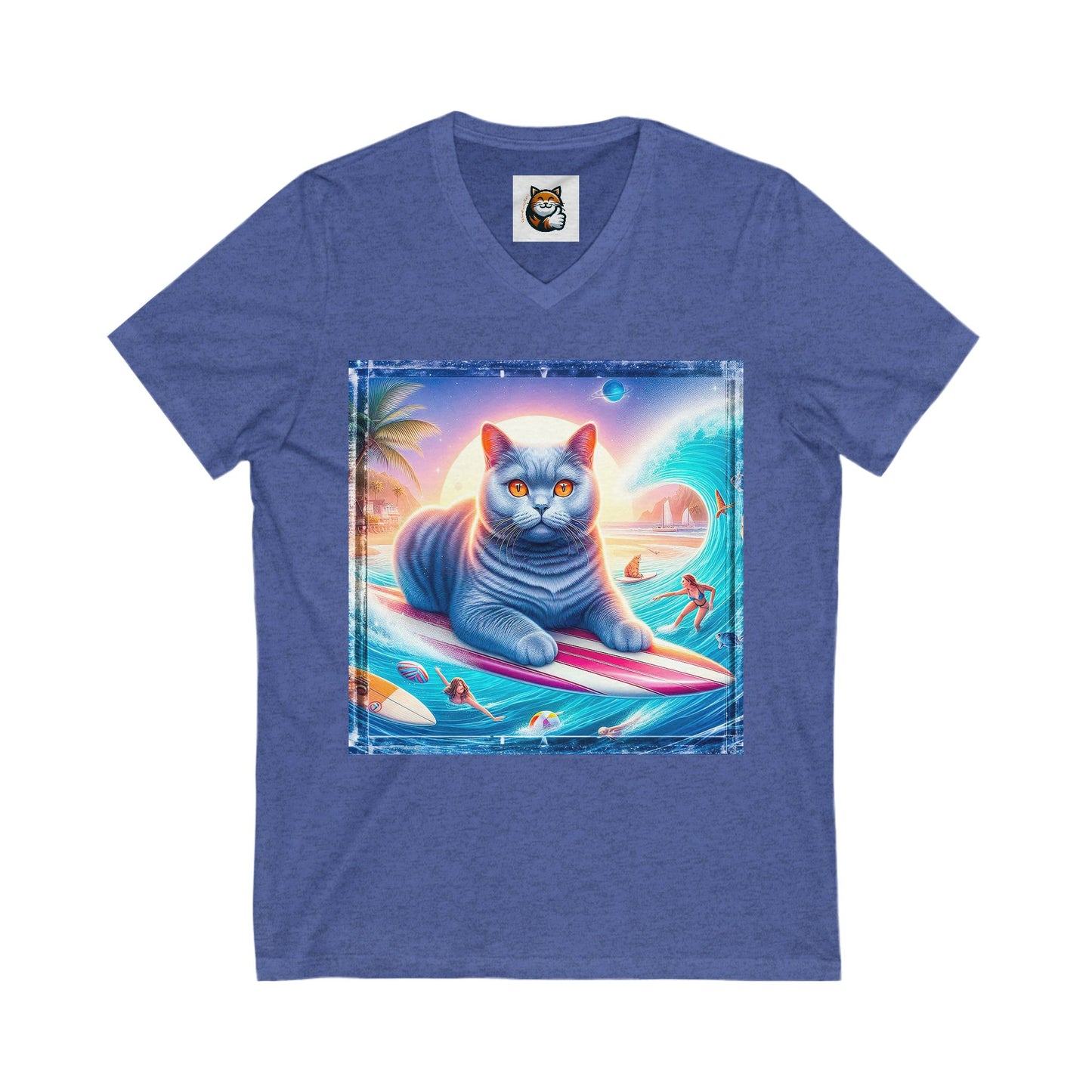 British Shorthair Unisex Jersey Short Sleeve V-Neck Tee