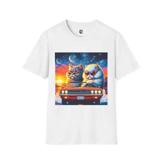 Selkirk Rex Cat T-Shirt sunset driving
