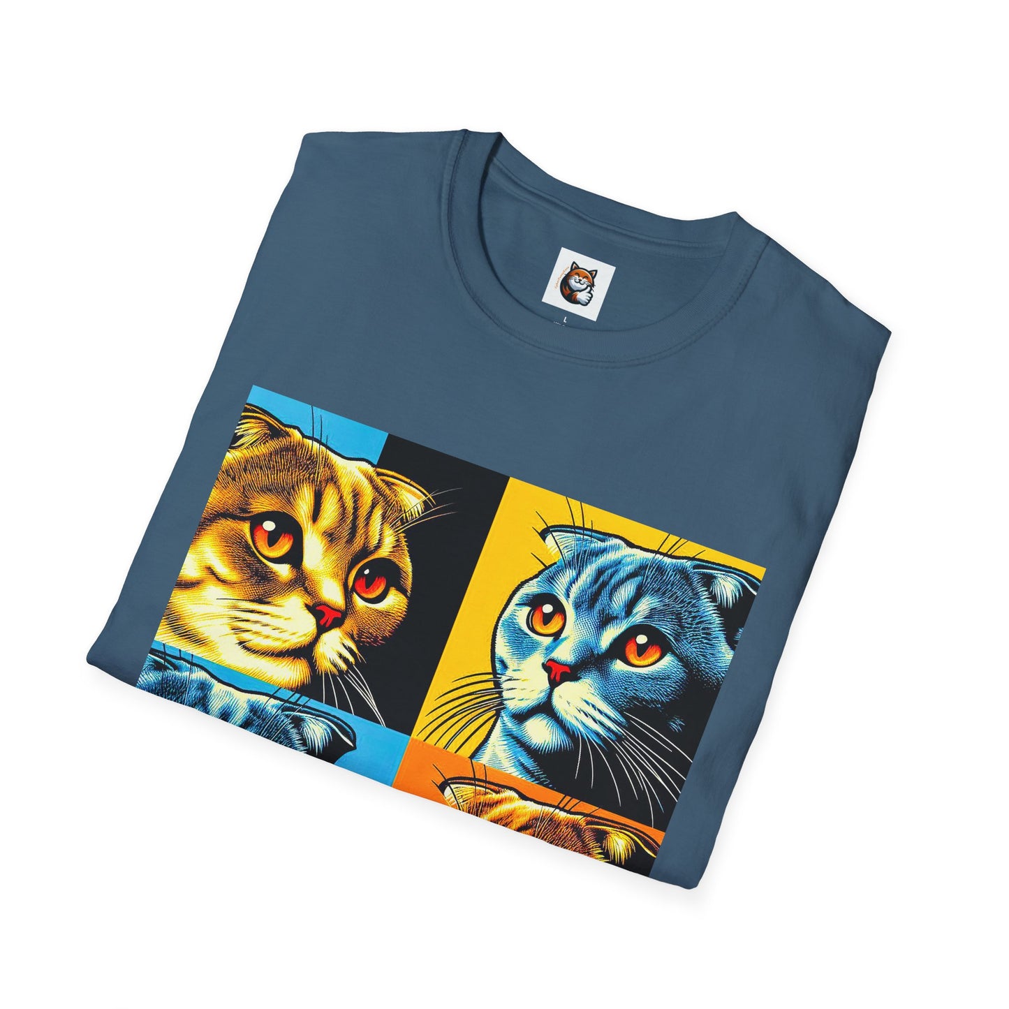 Scottish Fold Cat colorful squares  T-Shirt