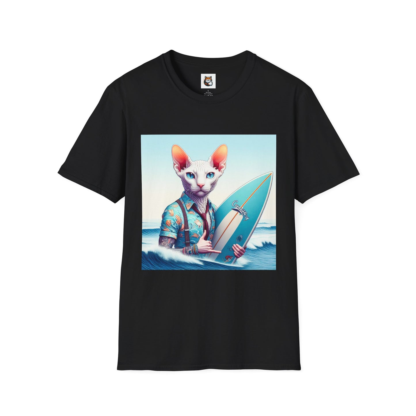Cornish Rex Cat beach surfer T-Shirt