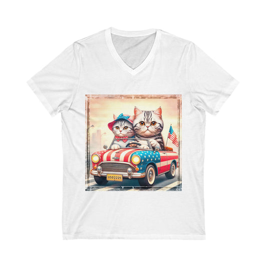 Wacky American anerican car Unisex Jersey Short Sleeve V-Neck Tee