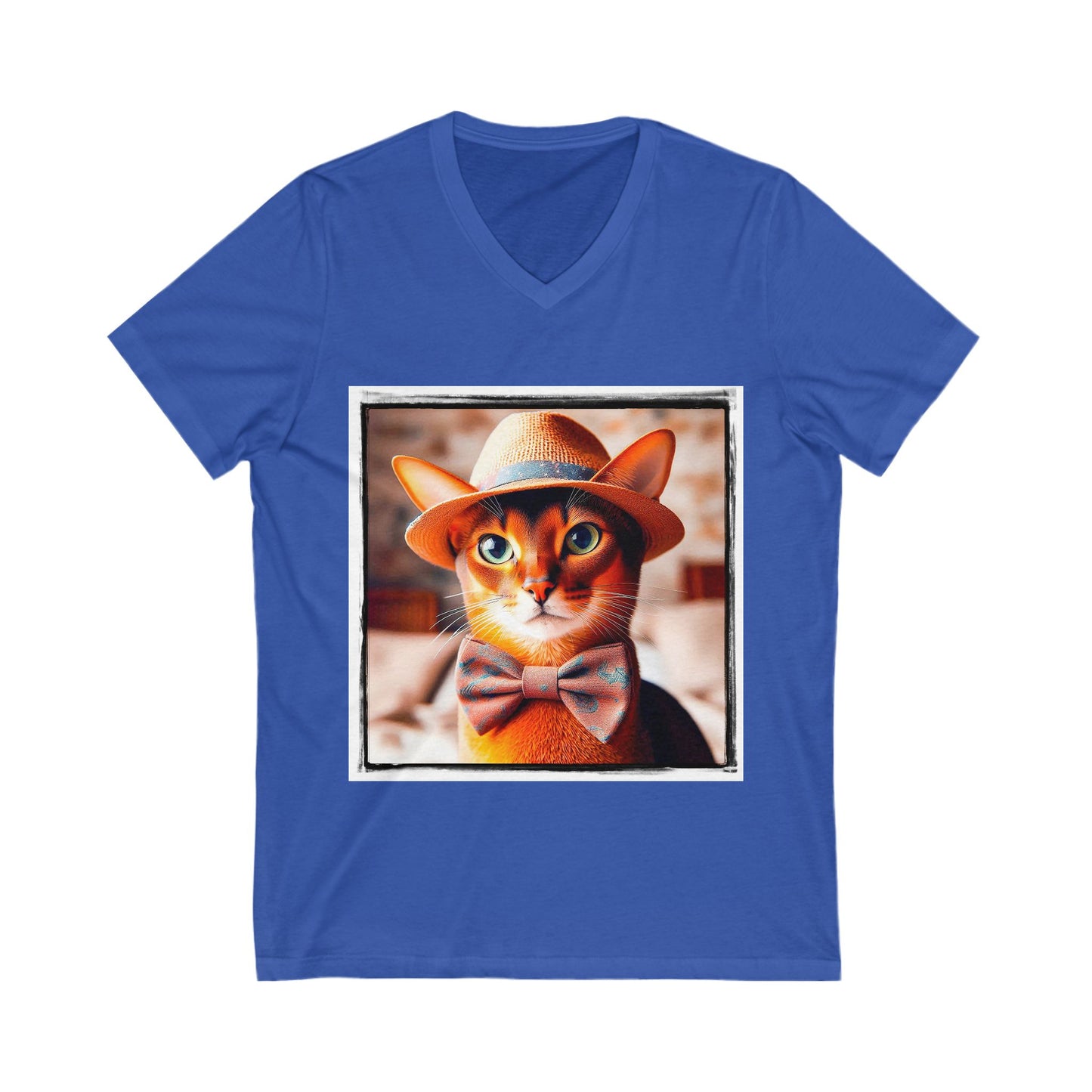 Abyssinian hat and tie Jersey Short Sleeve V-Neck Tee