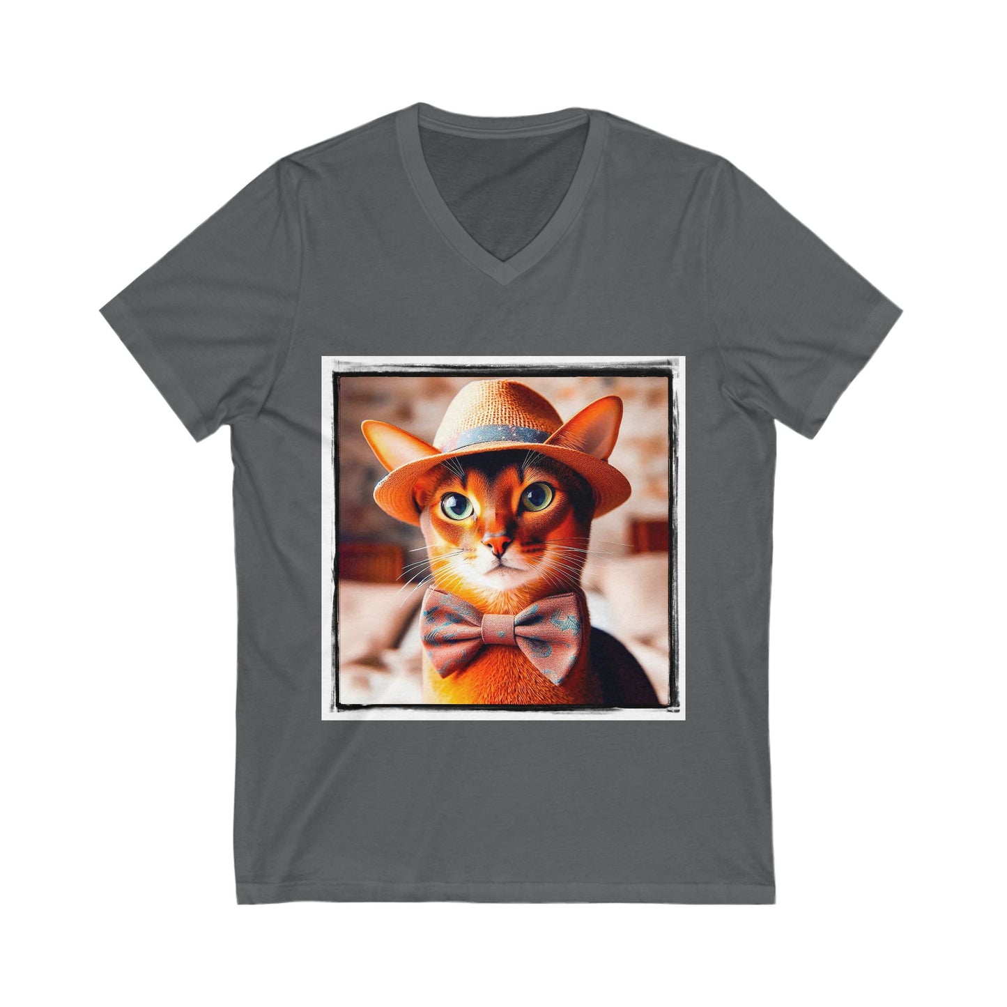 Abyssinian hat and tie Jersey Short Sleeve V-Neck Tee