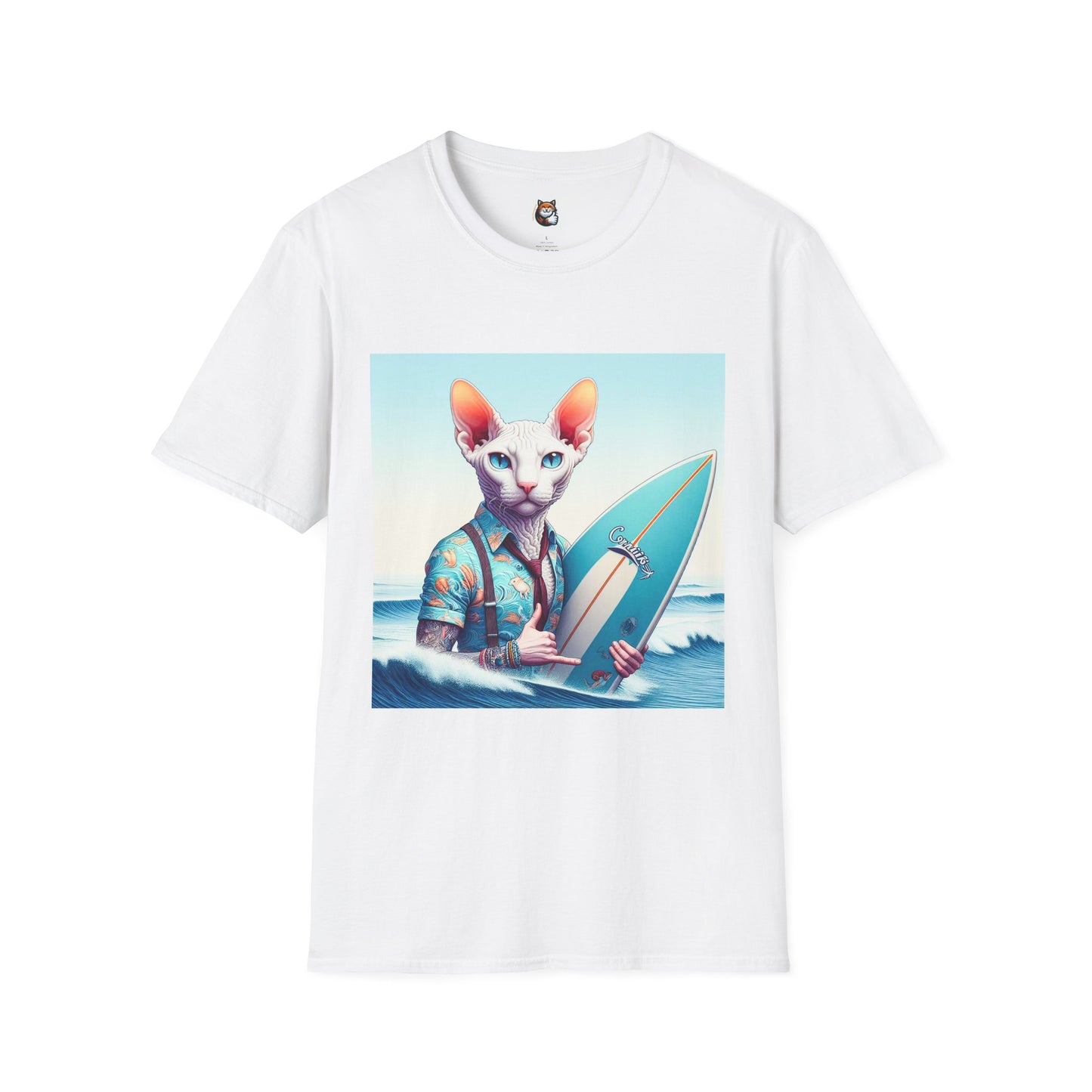 Cornish Rex Cat beach surfer T-Shirt