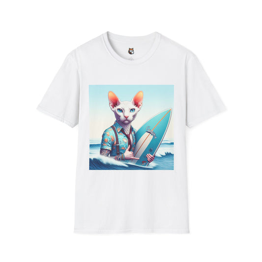 Cornish Rex Cat beach surfer T-Shirt