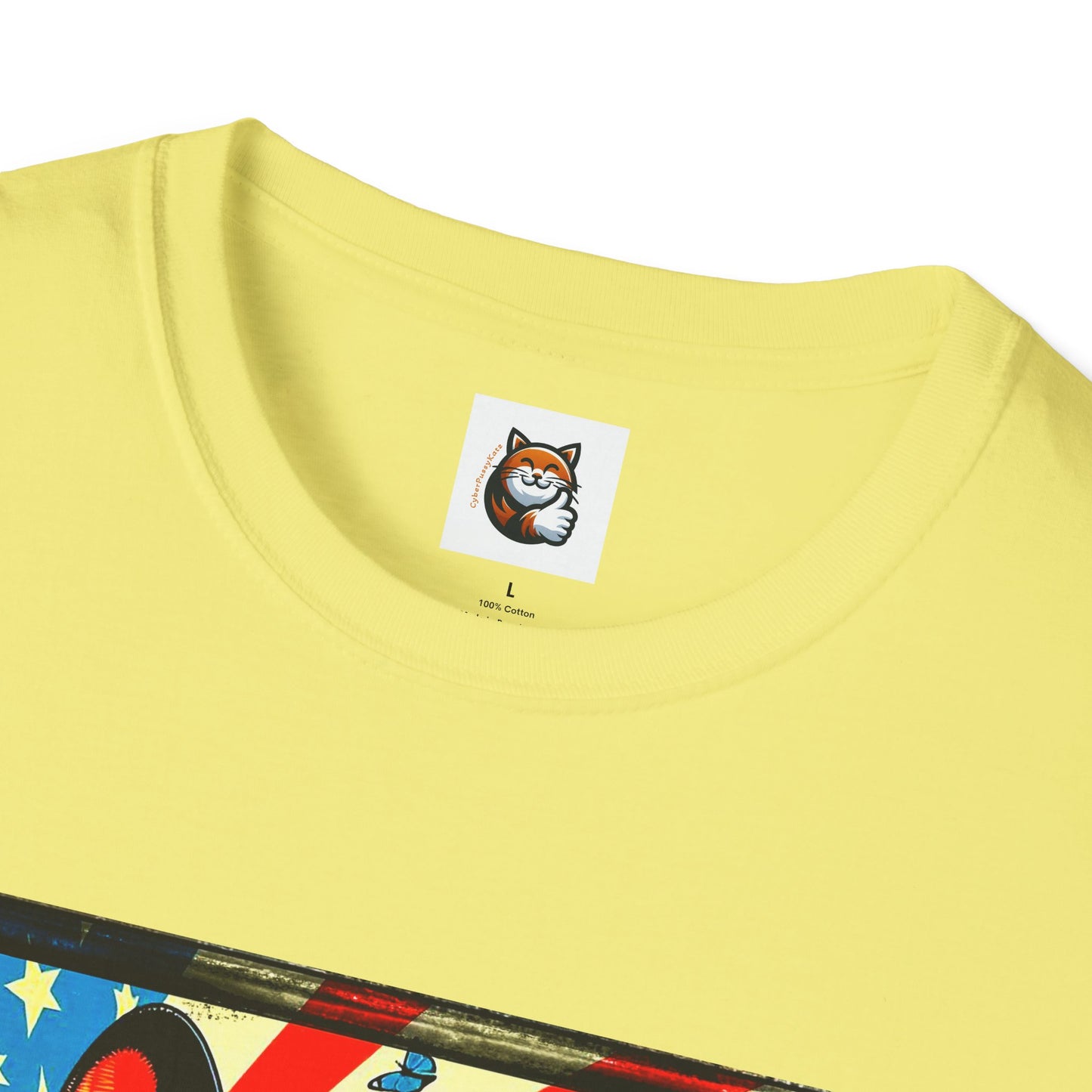 Devon Rex Cat American flag  Softstyle T-Shirt