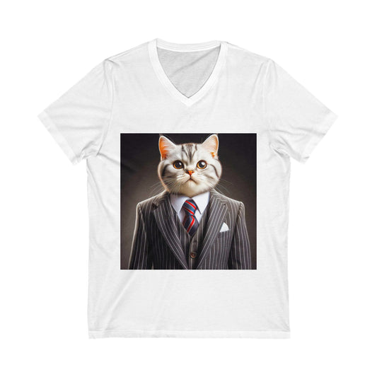 American Shorthair business attire Jersey Short Sleeve V-Neck Tee