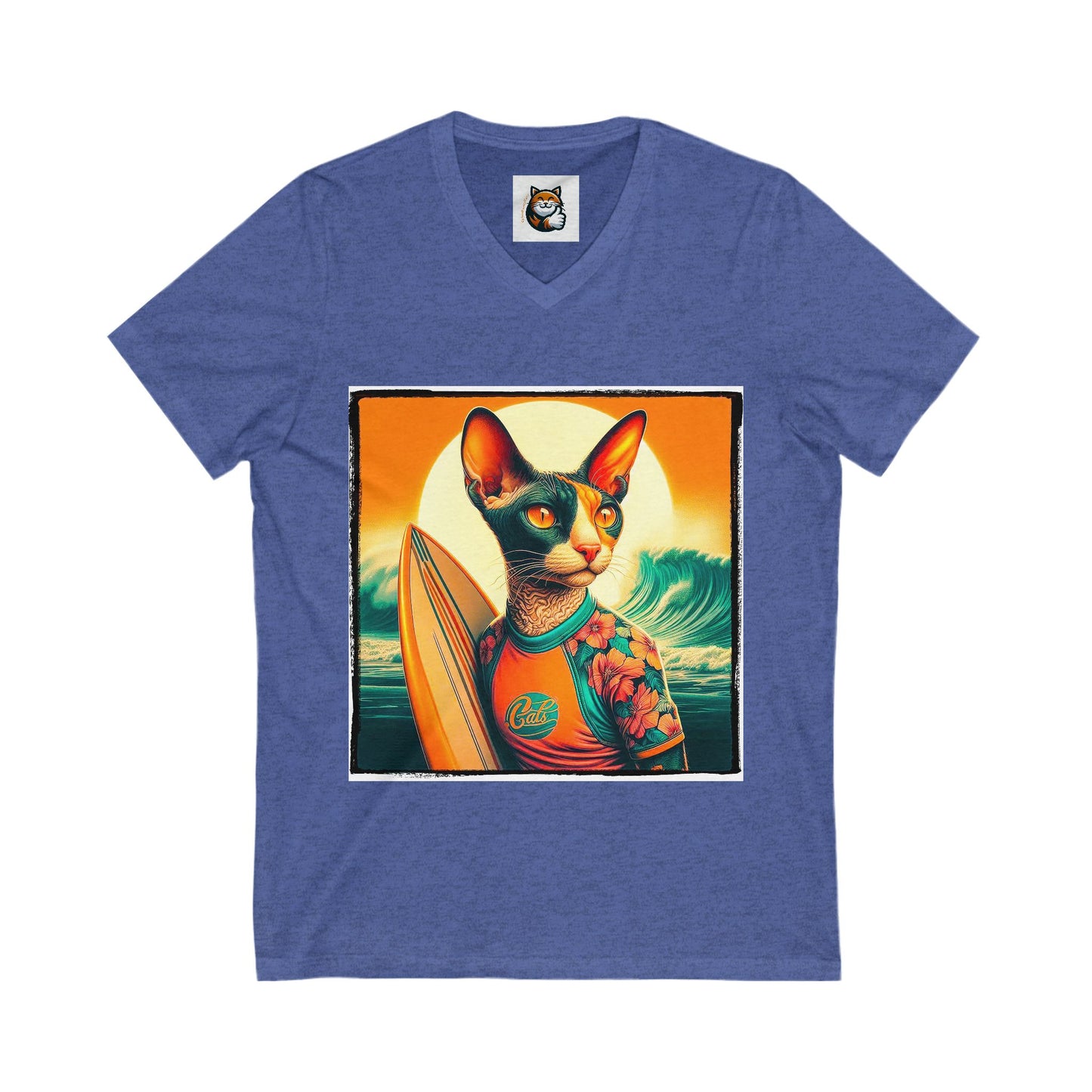 Cornish Rex Cat Unisex Jersey Short Sleeve V-Neck Tee