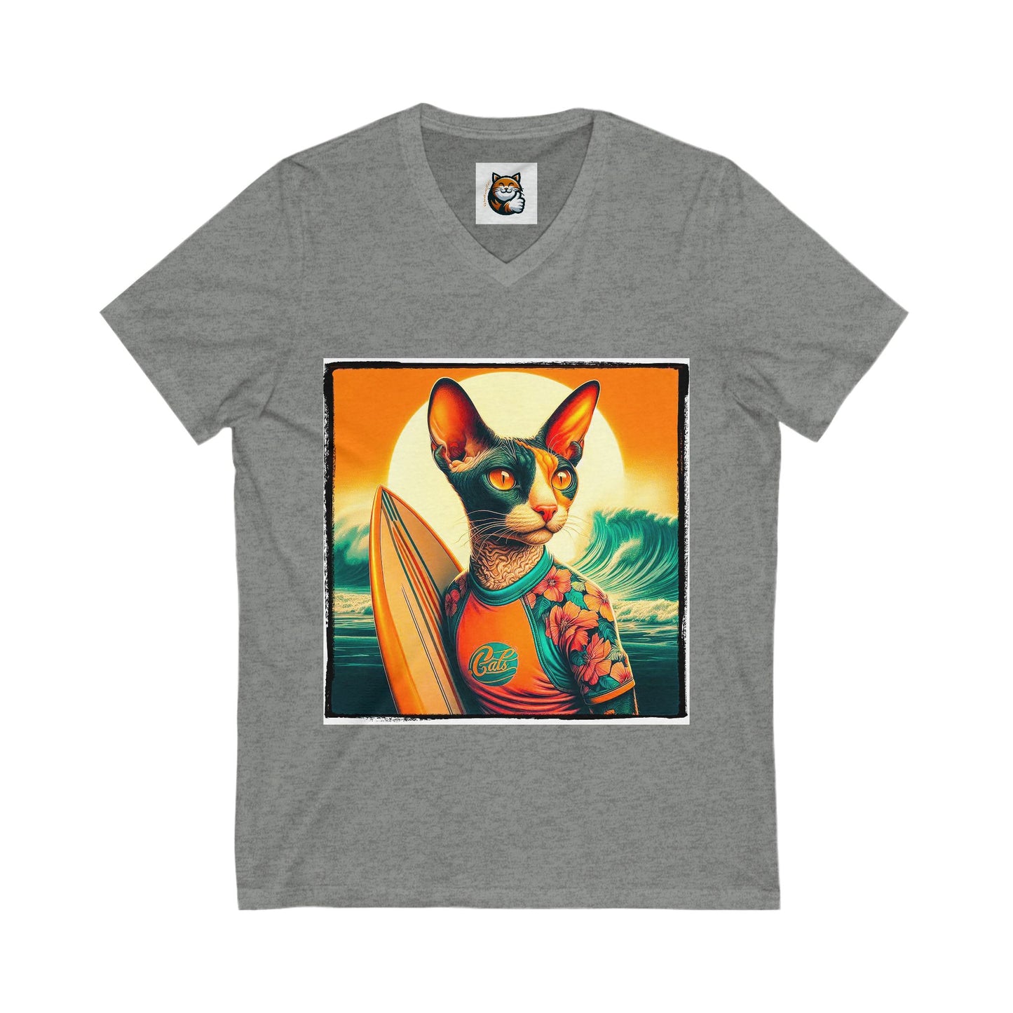 Cornish Rex Cat Unisex Jersey Short Sleeve V-Neck Tee