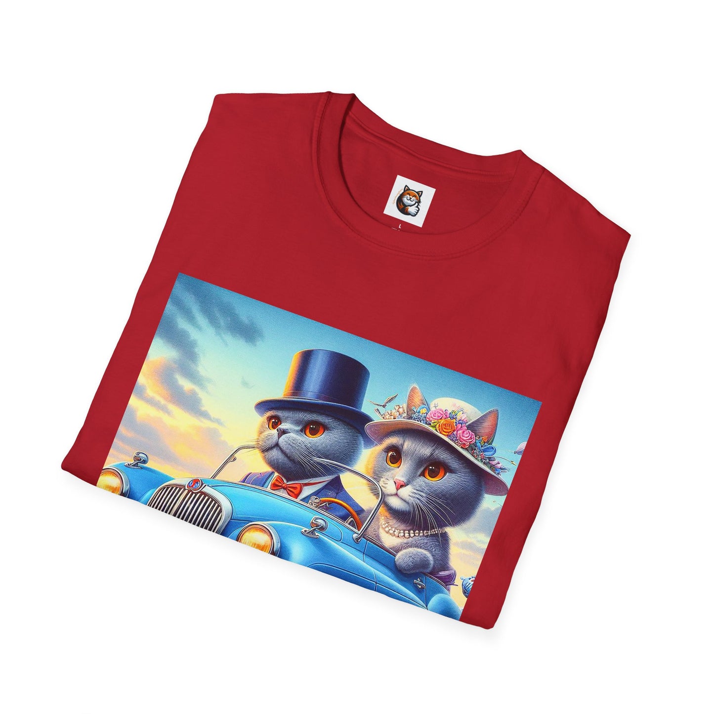Russian Blue Cat driving couple  T-Shirt