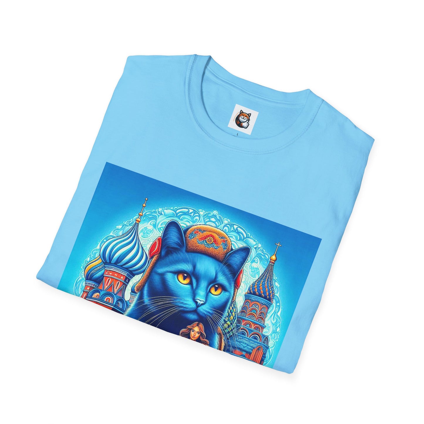Russian Blue Cat egyptian goddess Softstyle T-Shirt