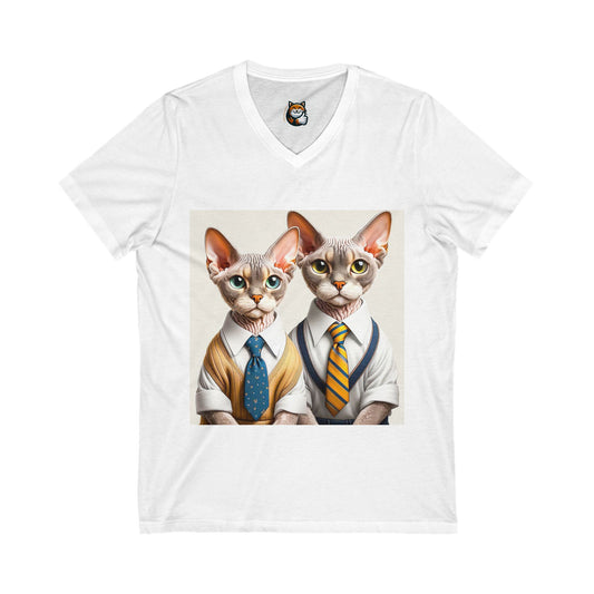 Devon Rex working men Unisex Jersey Short Sleeve V-Neck Tee