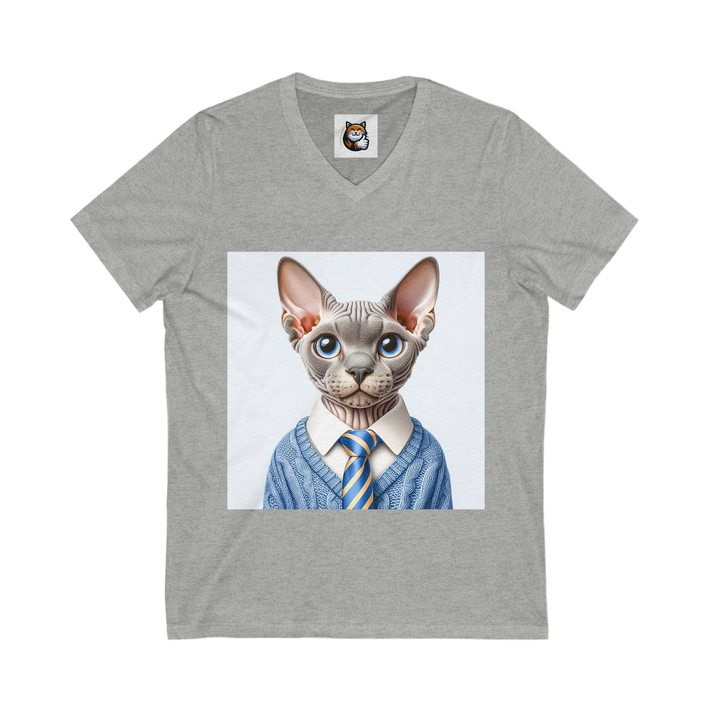Devon Rex suit and tie Unisex Jersey Short Sleeve V-Neck Tee