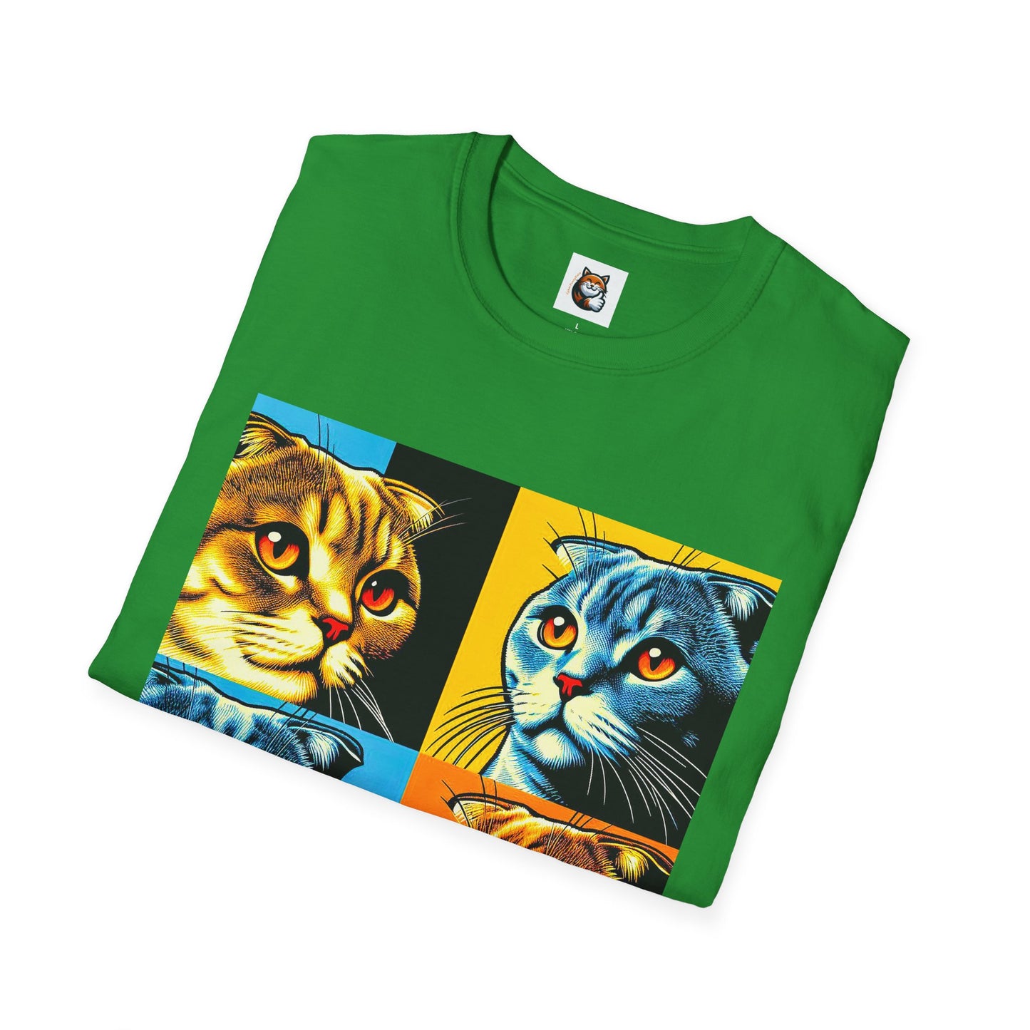 Scottish Fold Cat colorful squares  T-Shirt