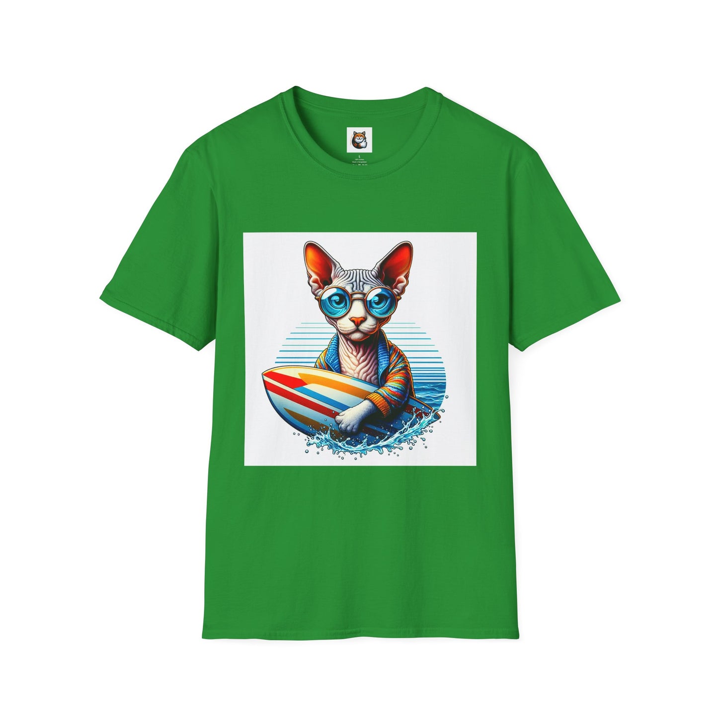 Devon Rex Cat surfer Softstyle T-Shirt
