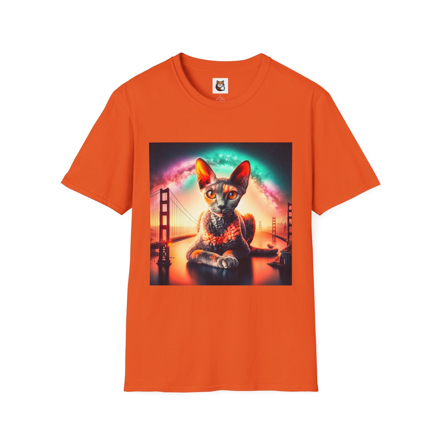 Devon Rex rainbow  Unisex Softstyle T-Shirt